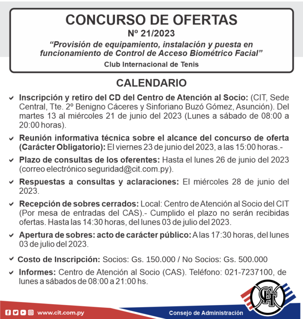 Costo de Inscripciòn Socios gs. 150.000 No Socios Gs. 500.000 (3)