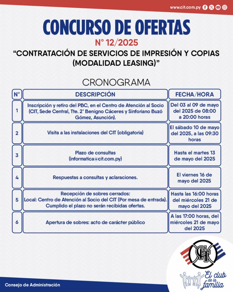 Concurso n° 12 calendario