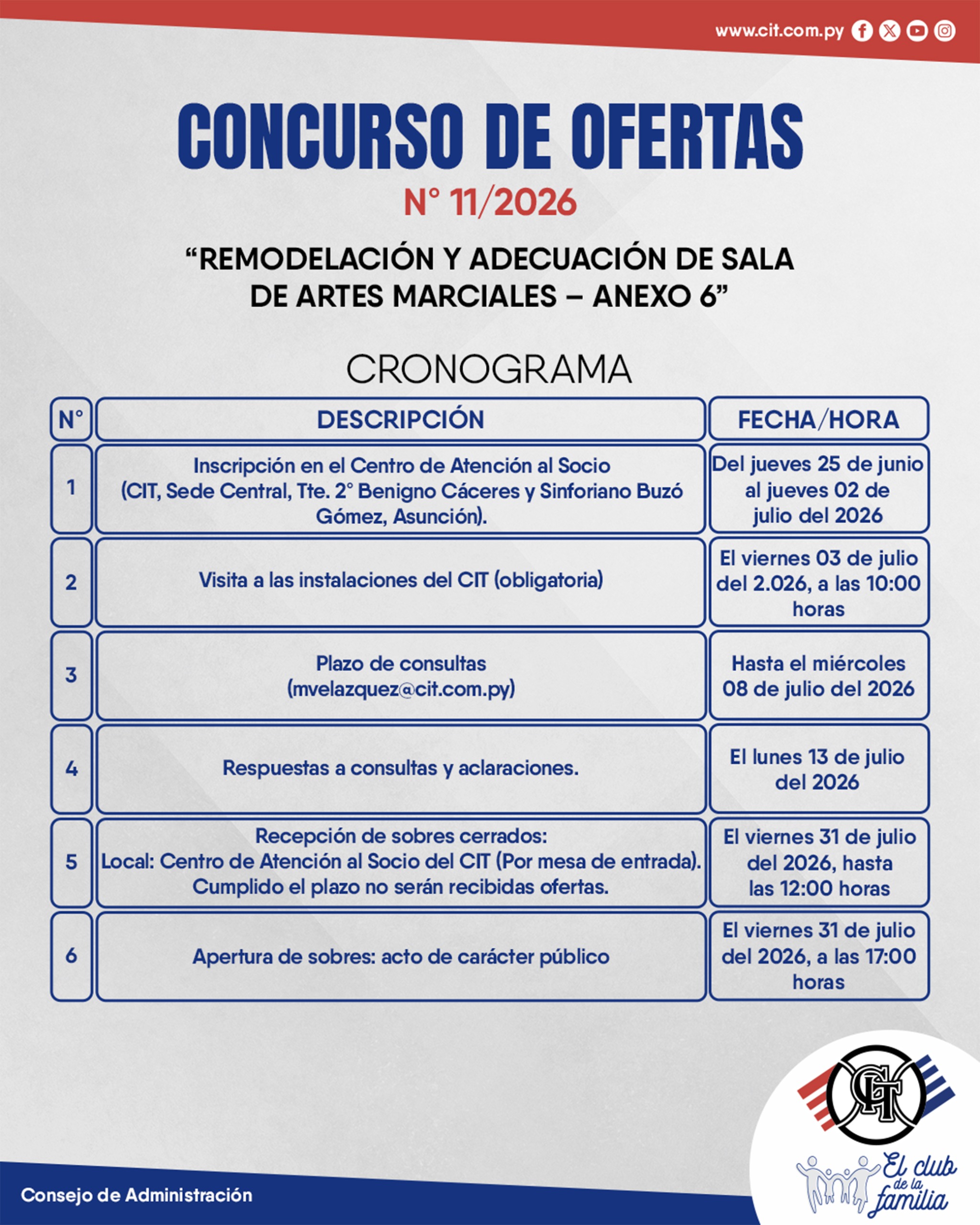 Calendario de Concurso